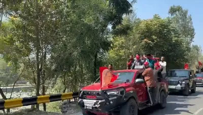 mp mian altaf ahmad leads election rally in favour of mian mehar ali in kangan