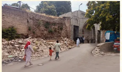 5 months on  collapsed mughal era heritage wall awaits restoration