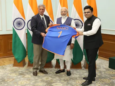 bcci gifts special ‘namo’ india jersey to pm modi