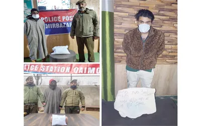 3 drug peddlers arrested in sopore  kulgam