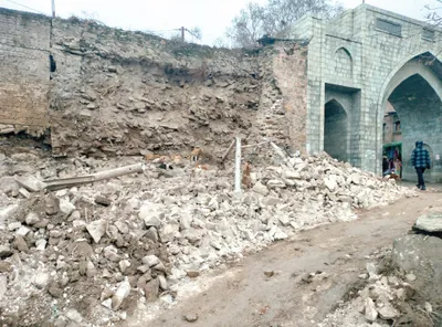 mughal era heritage wall collapses in downtown