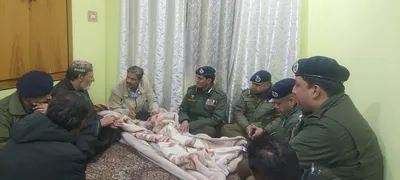 j k dgp rr swain visits home of inspector masroor in srinagar for condolences