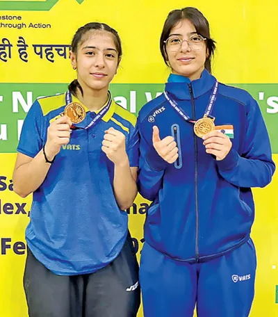 ansa  ayeera strike gold at khelo india women s wushu league